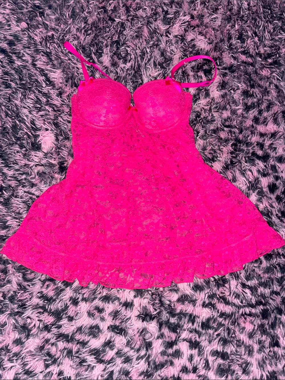 Hot Pink Lace Babydoll Lingerie